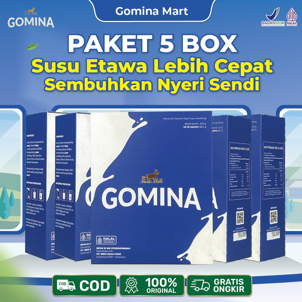

Gomina Paket 5 Box - Susu Kambing Etawa 100% Original Solusi atasi Masalah Nyeri Sendi