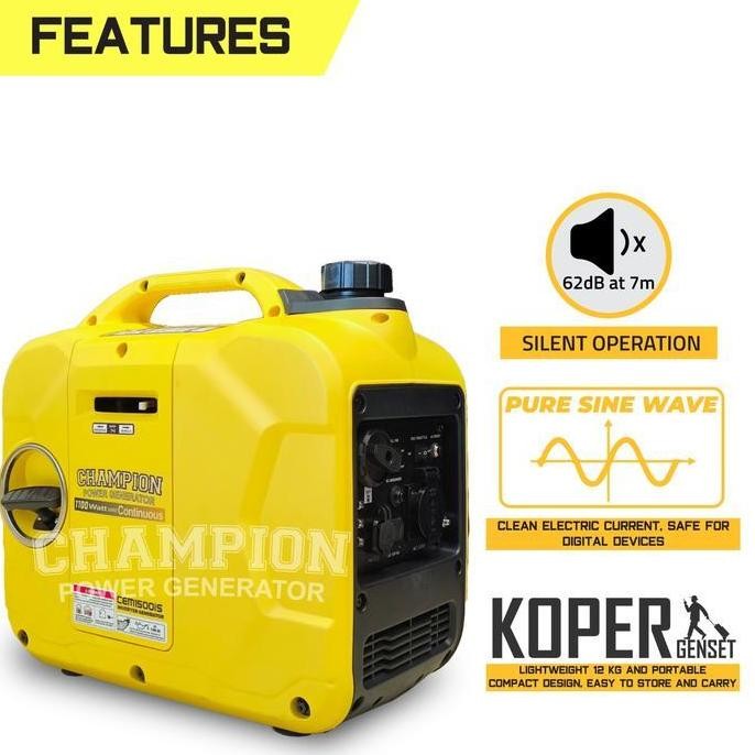 Genset Silent 1000 Watt Champion Silent Inverter Cem 1500Is / Genset Mini Portable 1000 1200 Watt Ku