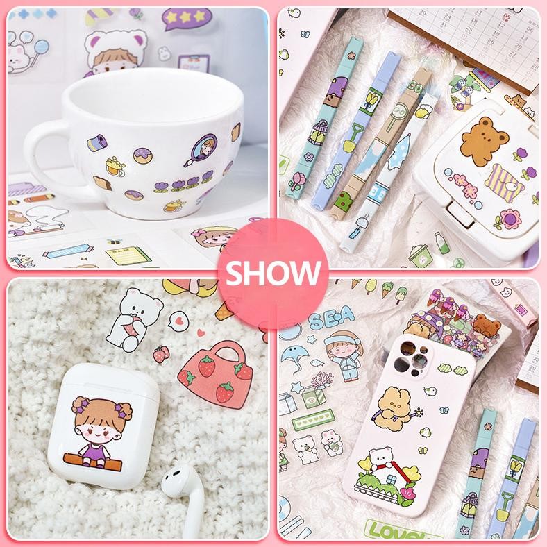 Terlaris [Ready] Aimilo Stiker 200 Lembar 1 Box Sticker Momo Stiker 100 Lembar 4Warna Stiker Lucu An