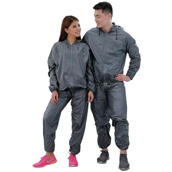 HAPPYFIT - Baju + Celana - Sauna Suit with Zipper & Hood - Baju Sauna - Tracksuit (Available Big Siz