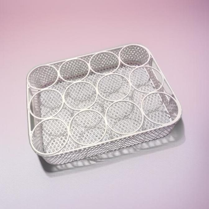 GUNINCO RAK AQUA GELAS 12 LUBANG / Tempat Aqua Gelas 2IN1 / Tatakan Gelas Besi Lebaran / Wadah Aqua 