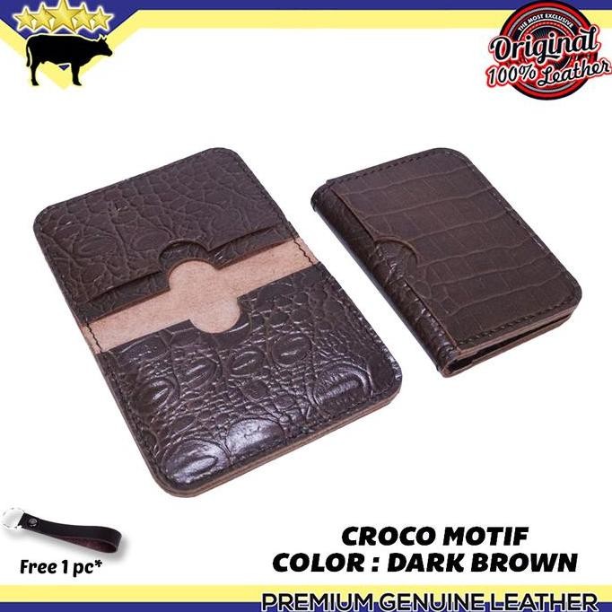 Dompet Pria Minimalis Slim Card Wallet Holder Genuine Leather Dompet Kartu Kulit Asli Pria Wanita