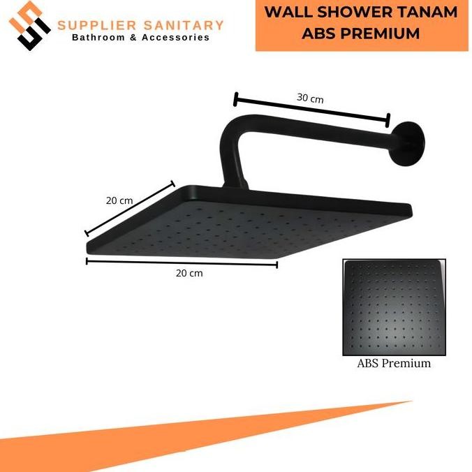 Wall Shower Paket Stop Kran Tanam/Shower Mandi/Stop Kran Tanam Air Black Plastik Set