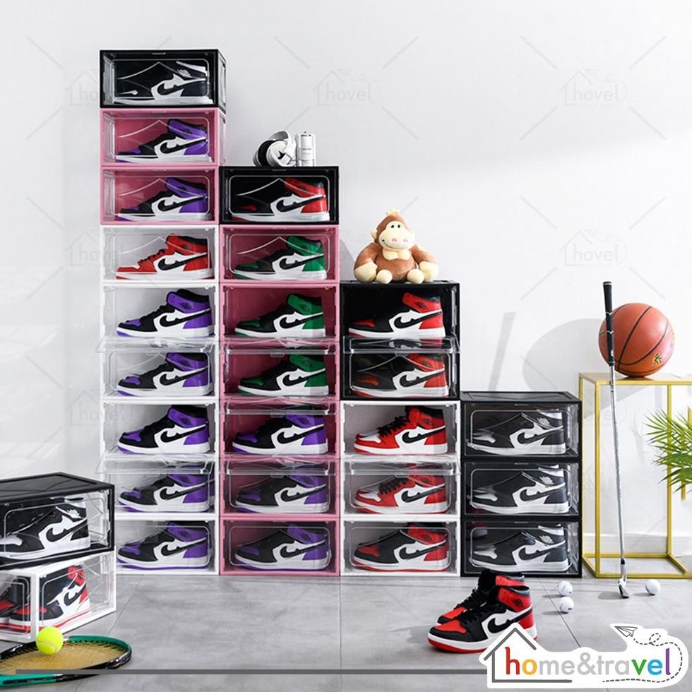 Kekinian Kotak Sepatu Lipat Shoes Box Organizer Rak Storage Tempat Penyimpanan Sandal Transparan Sus