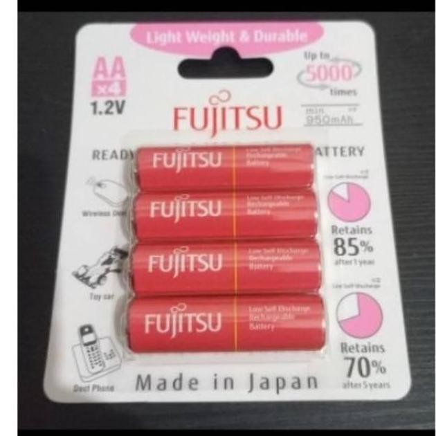 Baterai Fujitsu Pink AA 950mah isi 4 Pcs Rechargeable Limited Ori