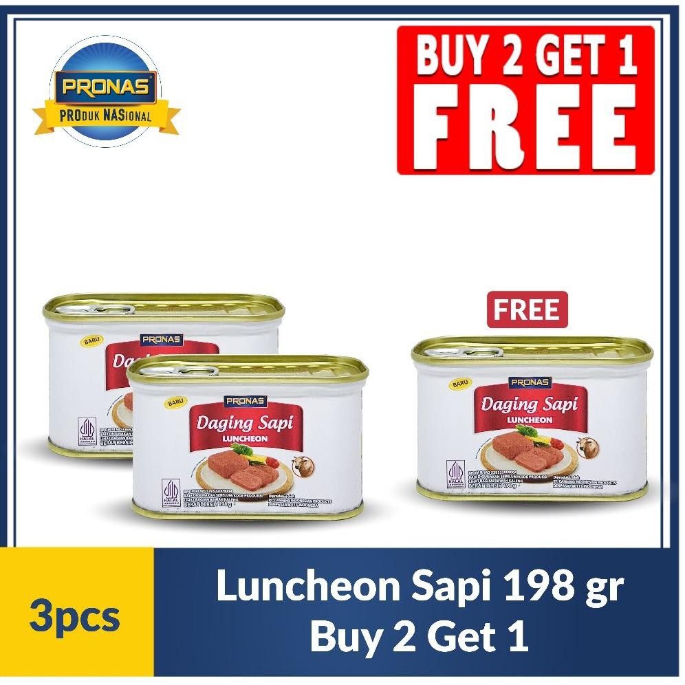 

TERMURAH [BUY 2 GET 1] PRONAS Luncheon Sapi 198 gr Buy 2 Get 1 Siap kirim
