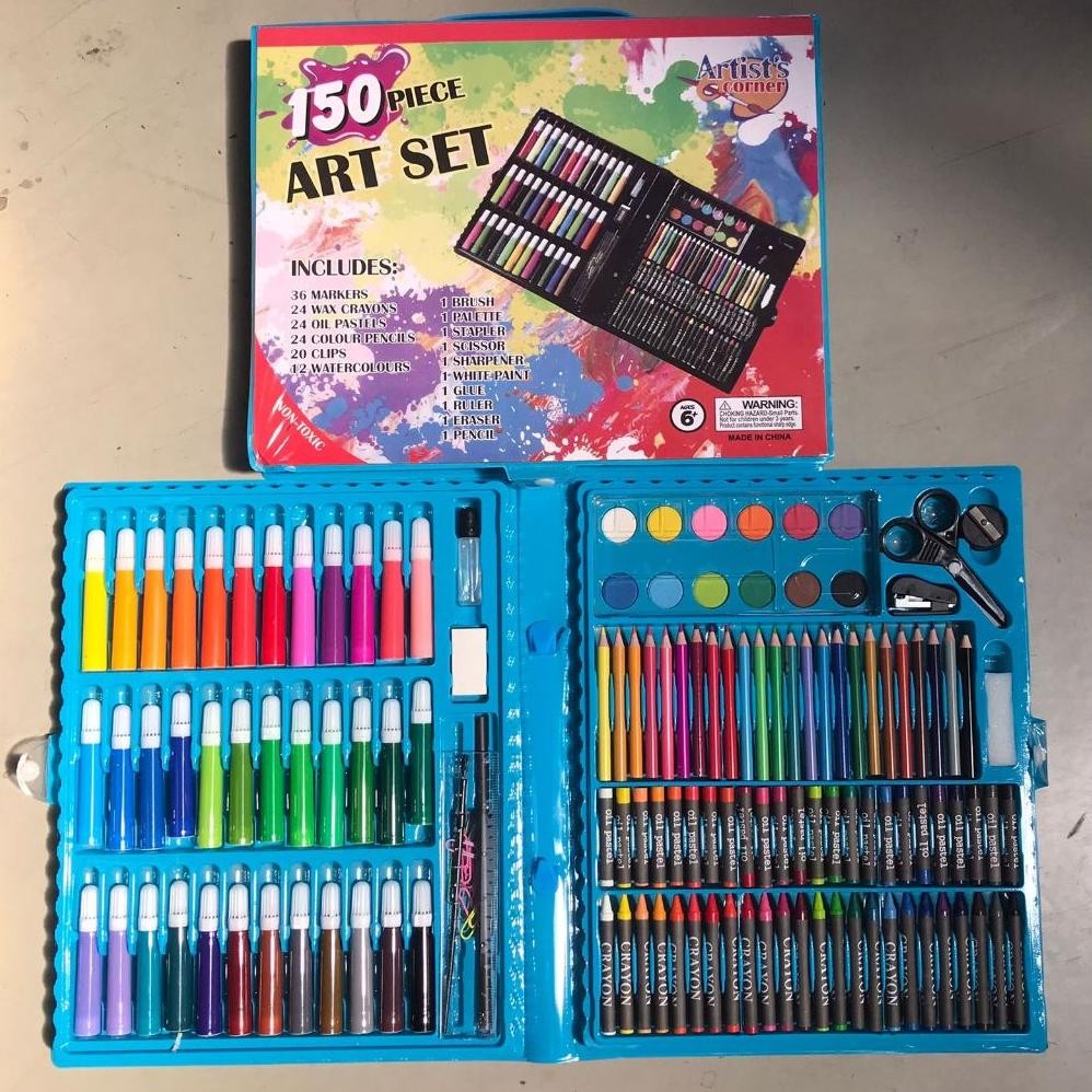 

Kuke Crayon Art Colouring Set Isi 150 Pcs / Alat Melukis Dan Mewarnai Anak / Krayon Warna J-42