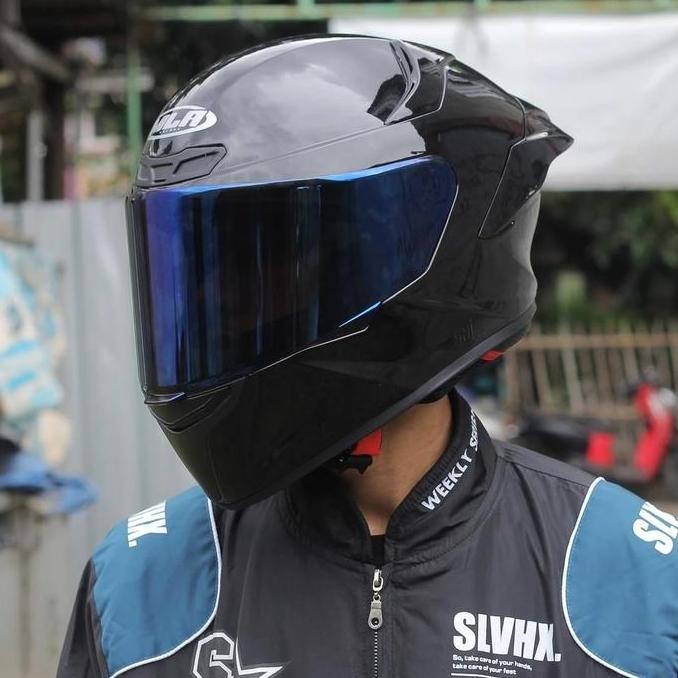 Helm Full Face Mla Crypton Mla Ttc Paket Ganteng Solid Kaca Silver-Helm Kekinian Full Face Terbaru S
