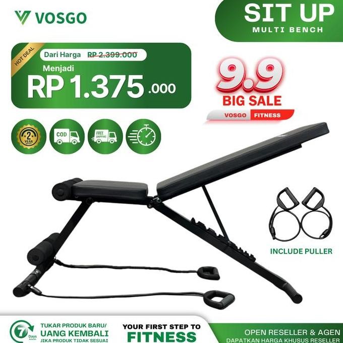 Alat Fitness Sit Up Bench Incline Decline Vosgo bangku gym