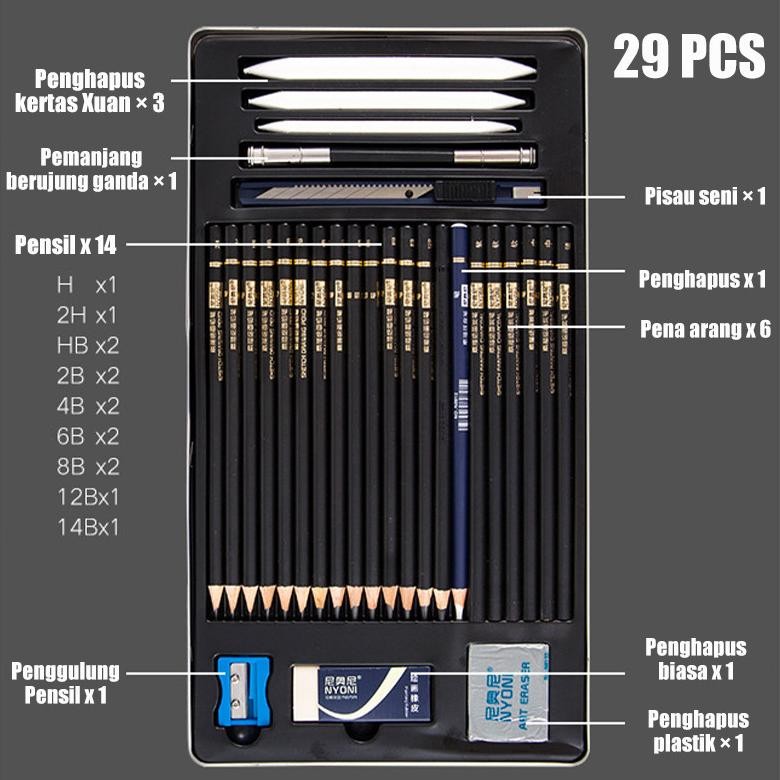 

Eelic 29 Pcs Art Sketch Drawing Pencil Set Including Paper Eraser Pen Pencil Sharpener Kneadable Eraser Art Knife Extender Io-98