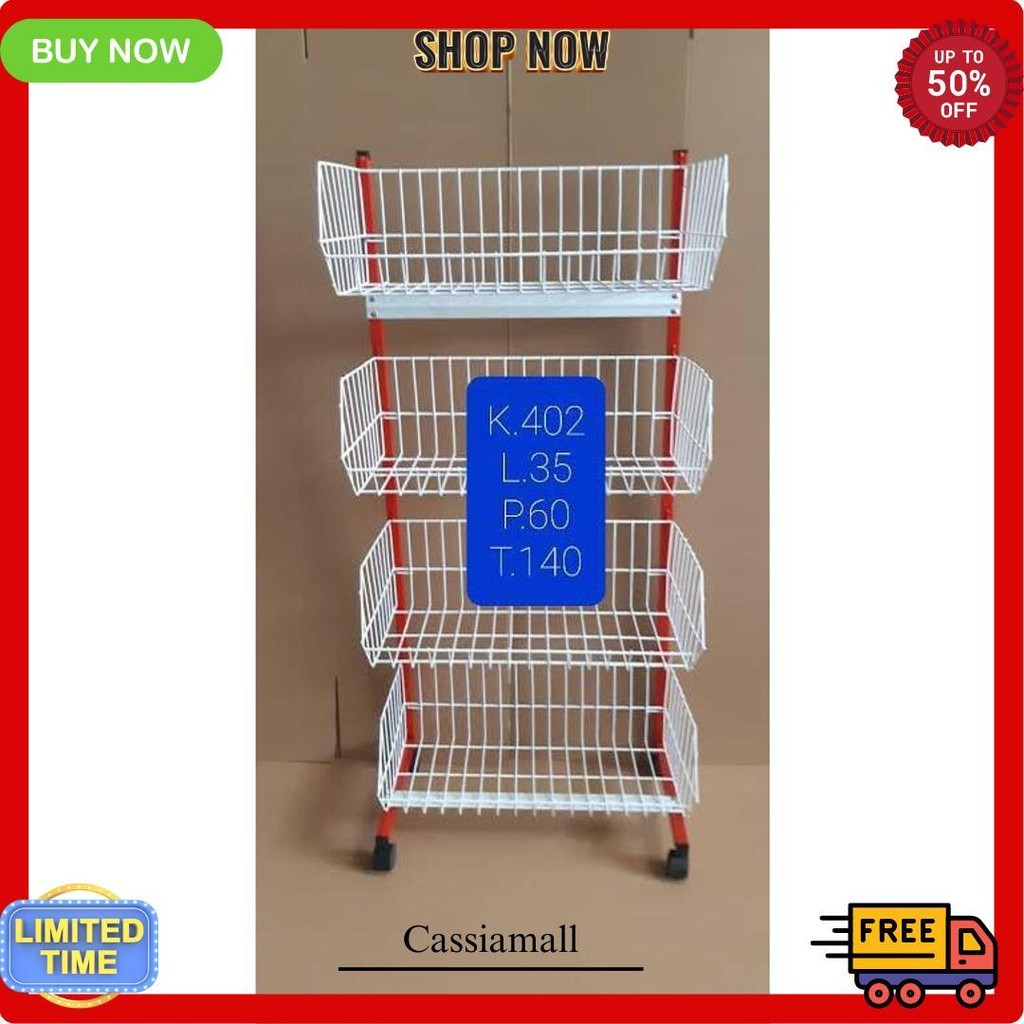 Rak [K402] Ceker Besi Merah/Rak Indomaret/Rak Besi Tebal/Rak Jualan/Rak Kuat Terlaris