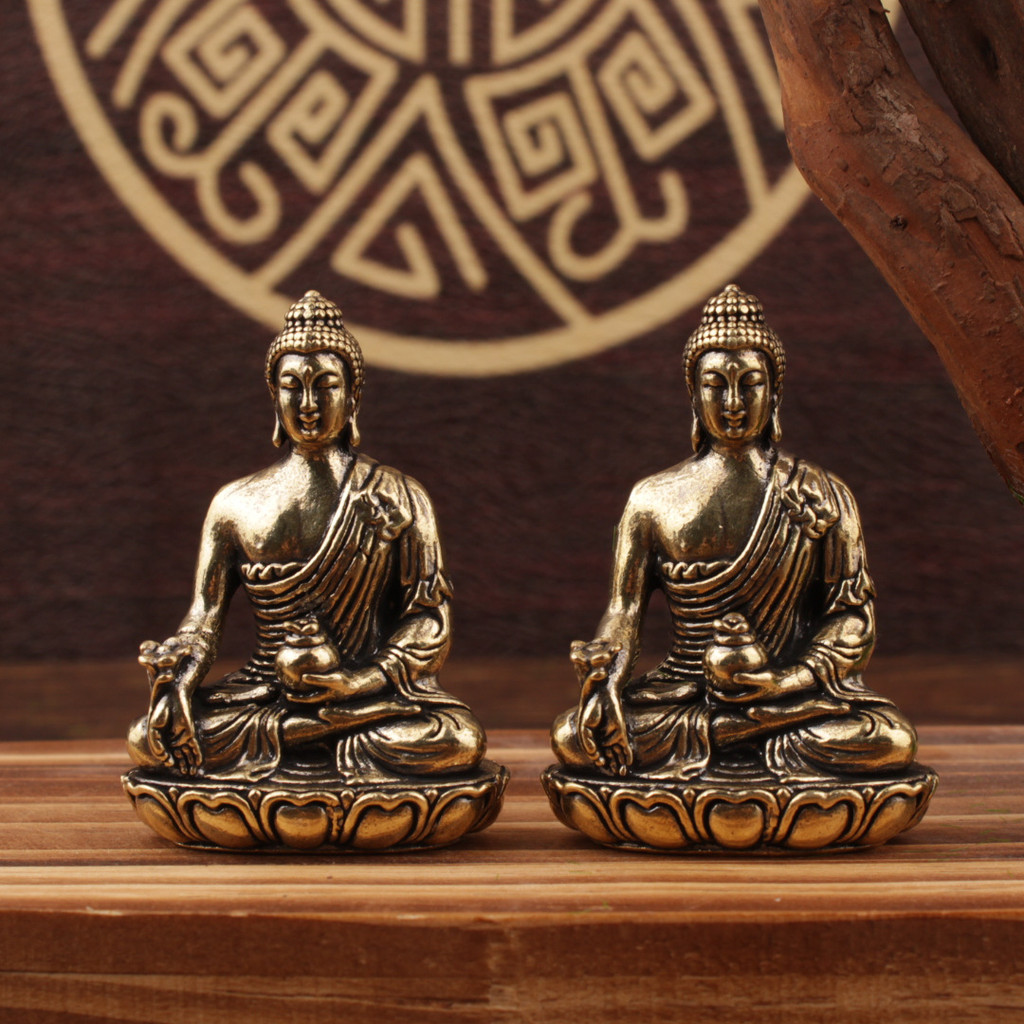 Patung Buddha Guanyin Bodhisattva Kuningan Patung Buddha Obat Ornamen Kecil Ornamen Patung Buddha Pe