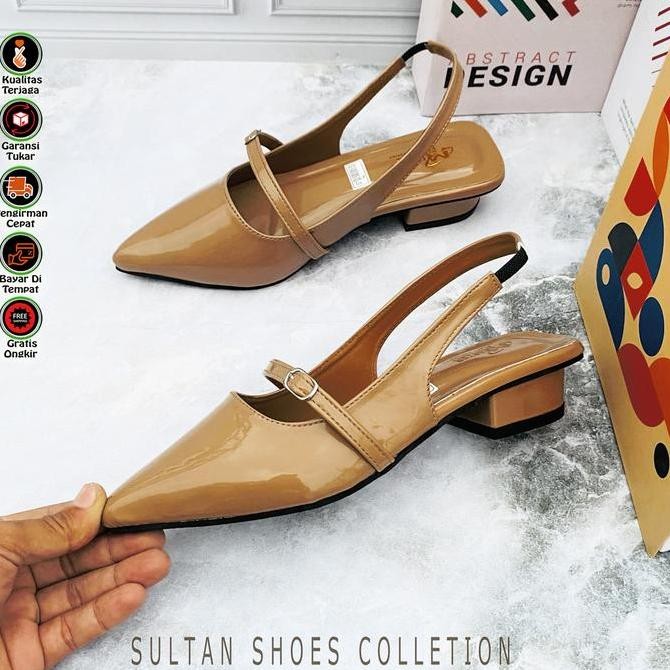 DF310>> Sandal Shoes  Sepatu  Pesta Hak Tahu 3 cm Wanita Antiselip Casual Sndal Resmi Mules Clogs Sp