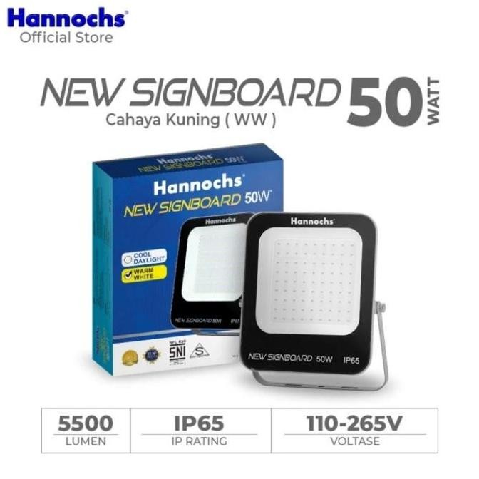 Hannochs Lampu Sorot LED Flood Light Signboard 50 Watt - Cahaya Kuning