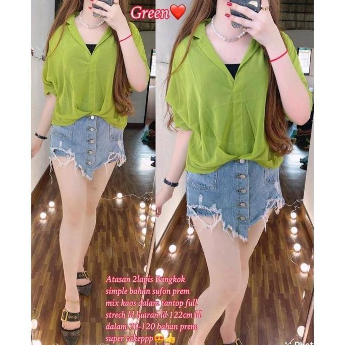 ATASAN SIFON POLOS FREE TANK TOP WANITA|BLOUSE POLOS|ATASAN WANITA KEKINIAN|ATASAN 2IN1