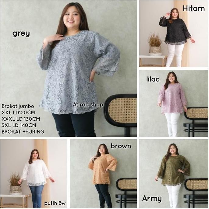 baju atasan brokat jumbo wanita Ld130cm&Ld140cm