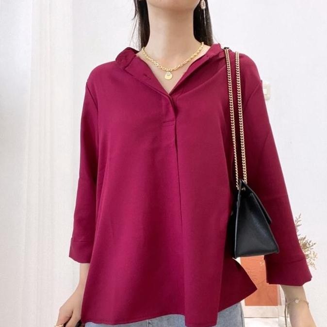 B&F - LARAS High Neck Blouse Hijab Friendly Atasan Kantor Wanita 0306