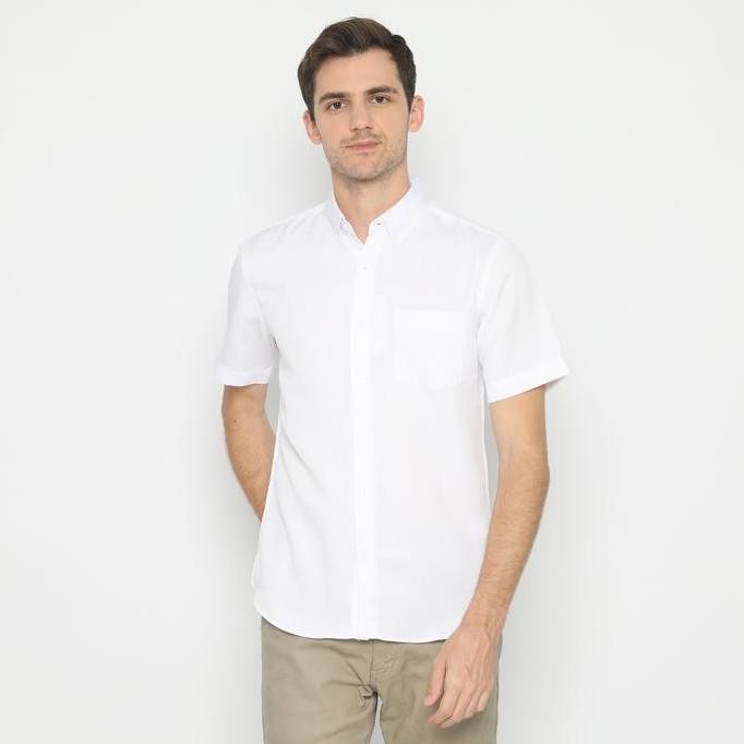 Platini Kemeja Polos Putih Pendek Polinosic 63014