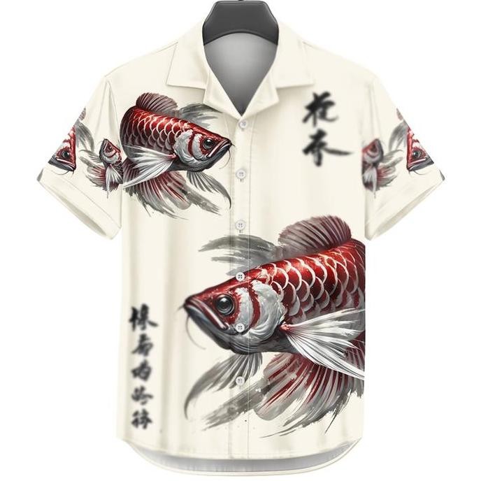 BAJU KEMEJA KEKINIAN PRIA WANITA DOWEAR MOTIF 698 ARWANA JEPANG