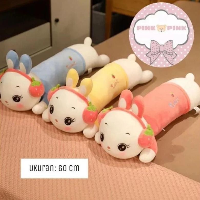 bantal guling rabbit bunny bando stawbery boneka guling kelinci