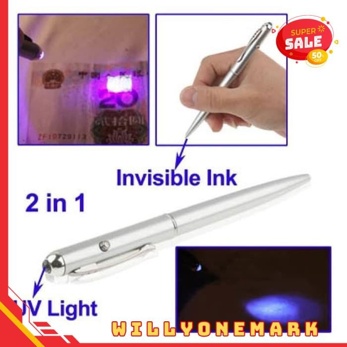 

2IN1 INVISIBLE INK PEN + UV LIGHT PULPEN SENTER ULTRAVIOLET RAHASIA TERMURAH