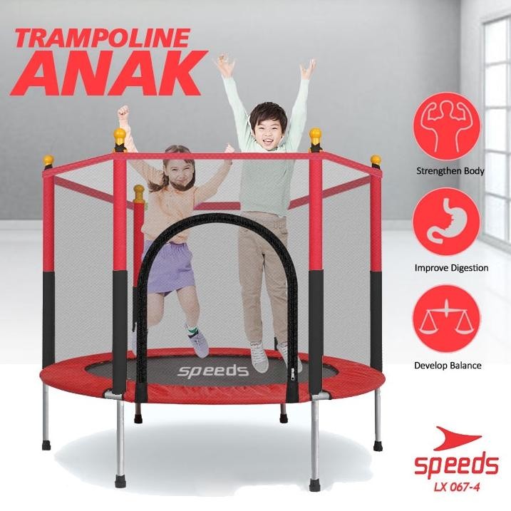 SPEEDS Trampolin mainan anak Lompat Trampolin Jump Matras Fitness 067-4
