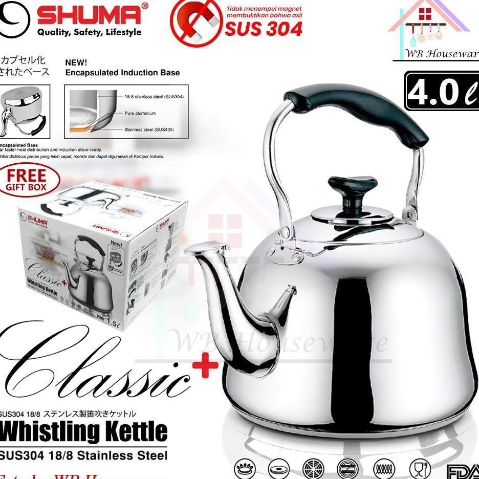 Shuma Teko Bunyi Stainless Sus 304 Tebal Tahan Karat 4L Whistling Kettle Classic