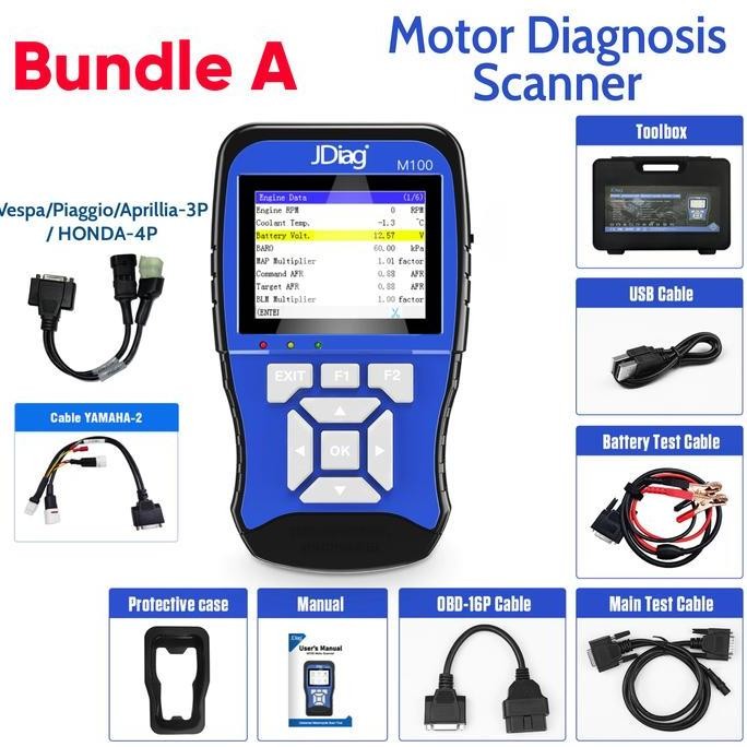 Jdiag M100 Diagnosis Scanner Scaner Motor Injeksi Honda Yamaha & Obd2