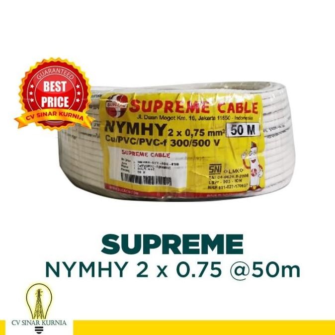 TERBARU - Kabel Listrik NYMHY 2x0.75 mm 2x0,75 SUPREME| SUPREME Kabel NYMHY| 50M