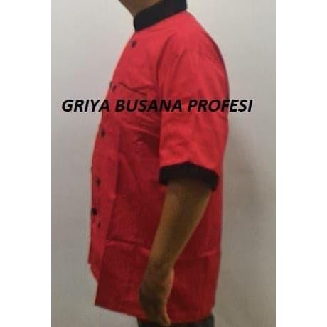 Jumbo Seragam Baju Chef Baju Koki Merah Lengan Pendek Size Xxl Jumbo