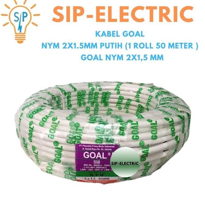 KABEL GOAL NYM 2X1.5MM PUTIH (1 ROLL 50 METER ) / GOAL NYM 2X1,5 MM
