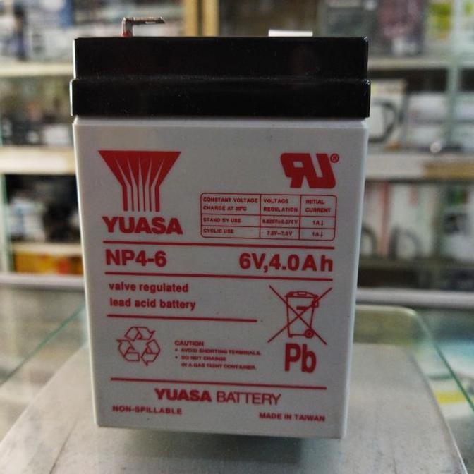 NEW Aki kering Accu VRLA Yuasa 6v 4Ah 6 volt 4 ampere