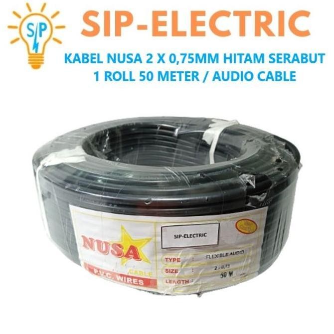 KABEL NUSA NYYHY 2X0.75 MM HITAM 1 ROLL 50 METER / NUSA NYYHY 2X0,75M