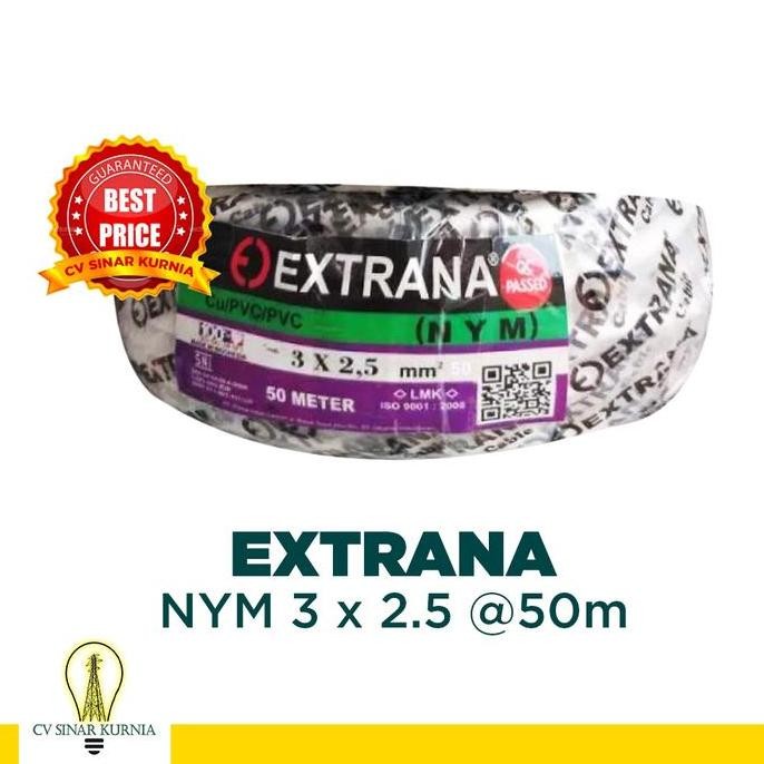 BEBAS ONGKIR - Kabel Listrik NYM 3x2,5 3x2.5 50M EXTRANA | EXTRANA Kabel NYM | SNI