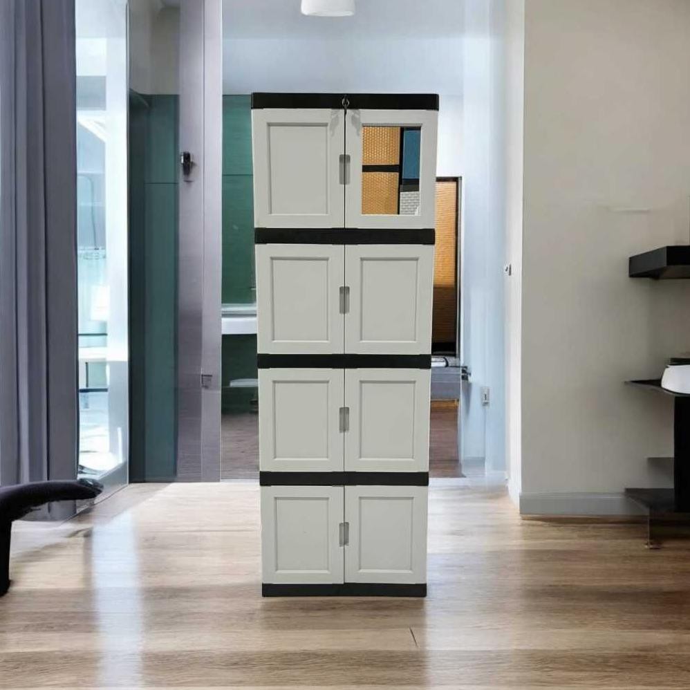 Lemari Pakaian Plastik / Lemari Plastik / Lemari Plastik Jumbo Susun Kaca Kunci