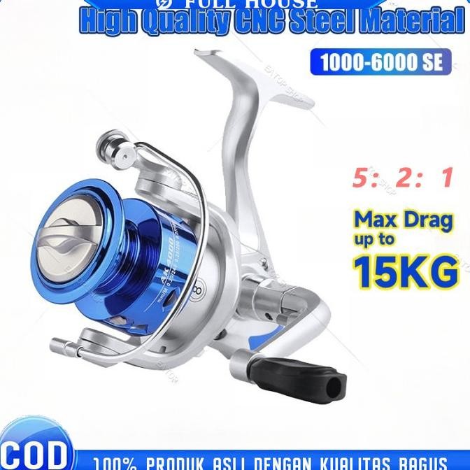 TERMURAH Full House REEL PANCING METAL NX 14BB 1000 2000 3000 4000 6000 MAX DRAG 15KG reel pancing m
