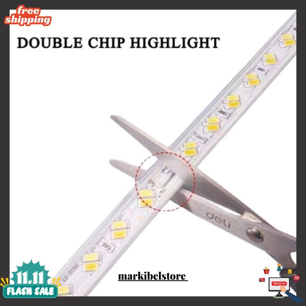 Lampu Led Strip Selang 3 Warna 5730 Smd Ac 220V Double Led Outdoor And Indoor (1M-100M) Lampu Plafon