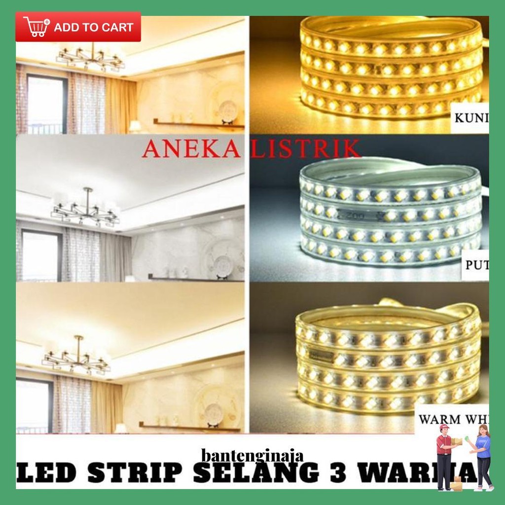 Lampu Led Strip Selang 3 Warna 5730 Smd Ac 220V Double Led Outdoor And Indoor (1M-100M) Lampu Plafon