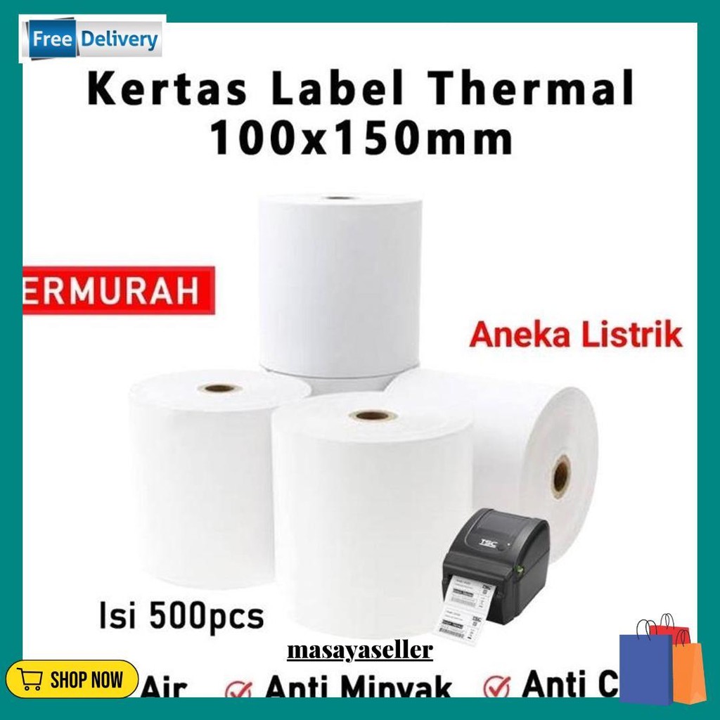 

Thermal 100 X 150 Mm Isi 500 Lembar / Label Thermal 100 X 150 Mm Kertas Isi 500 Lembar Kertas Sticker Label Thermal Terlaris