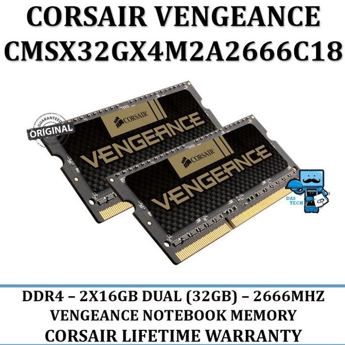 TERMURAH - RAM Laptop Corsair SODIMM DDR4 32GB 2x16GB PC21000 CMSX32GX4M2A2666C18