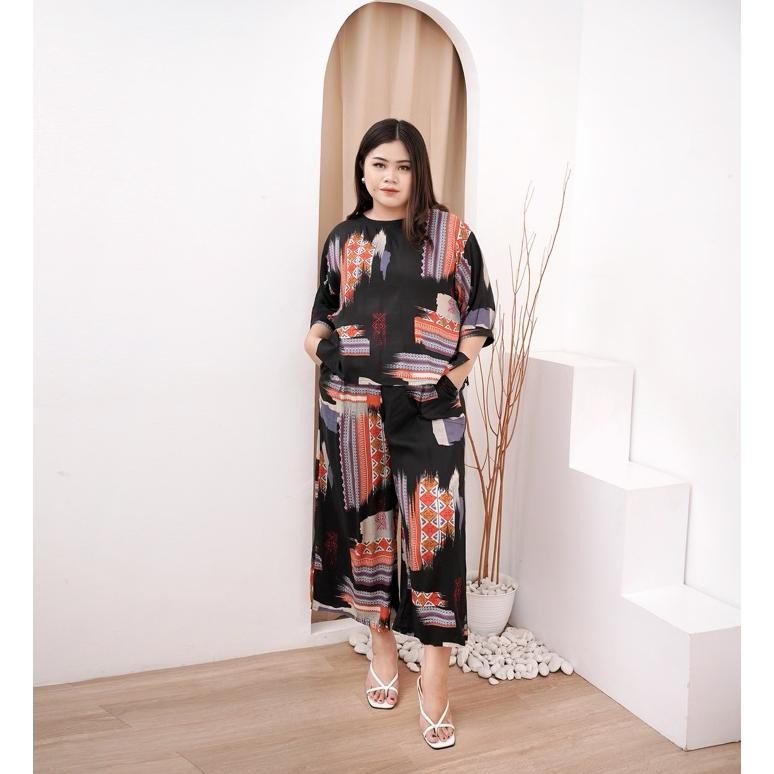 Nagita Setelan Baju Atasan Dan Celana Kulot Batik Richa Setelan 7/8 Panjang Katun Rayon Dewasa Wanit
