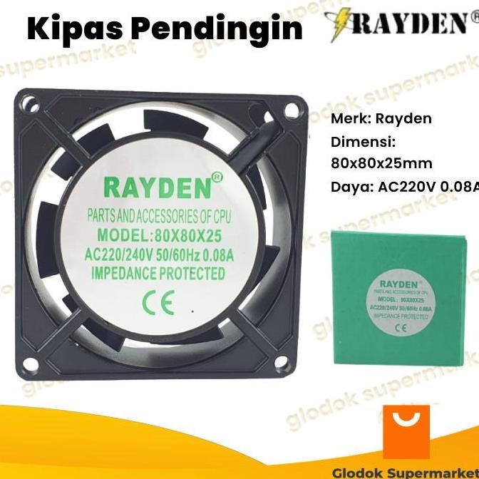 DF50>> Kipas Pendingin Rayden 8cm 220V Cooling Fan AC 220 Volt 8 x 8 x 2.5 cm