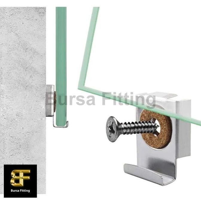 suk Plat jepit kaca wastafel / gantungan cermin / ambalan cermin / bracket cermin dinding / penahan 