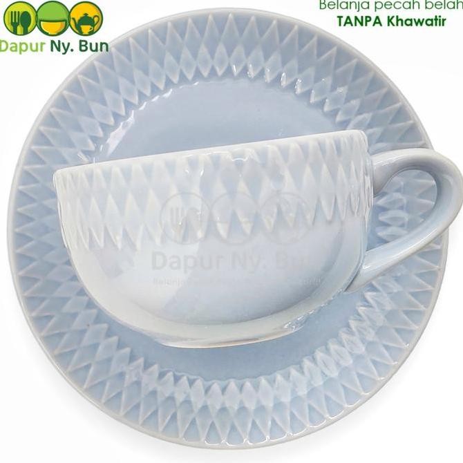 6 Pasang Cangkir Kopi Set Motif Diamond / Tea Cup Saucer