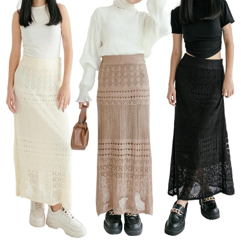 NN - Rok Wanita Rok Rajut Knit Skirt Rok Brukat Rok Span Rok Panjang Rok Highwaist Maxi Skirt Rok Bo