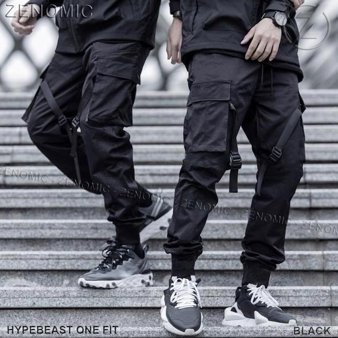 Celana Jogger Cargo Pants Pria Hypebeast Zenomic Korea Hip Hop Gaul