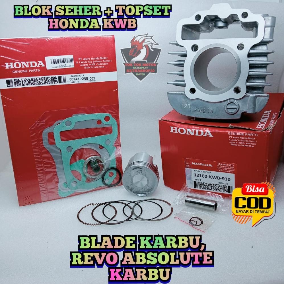 BLOK + SEHER + TOPSET Motor HONDA BLADE 110 KARBU , REVO Abs , REvo Fit CARBU BLOCK PISTON SATU SET 