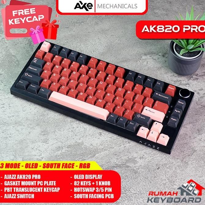 MECHANICAL KEYBOARD - AJAZZ AK820 GTS PRO - 75% - OLED - CHERRY KEYCAP