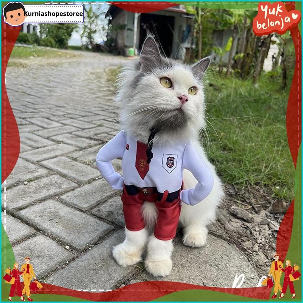 Promo [ ] Kostum Anak Sekolah untuk kucing Baju Berdiri anak SD / Kostum kucing size S-XL
