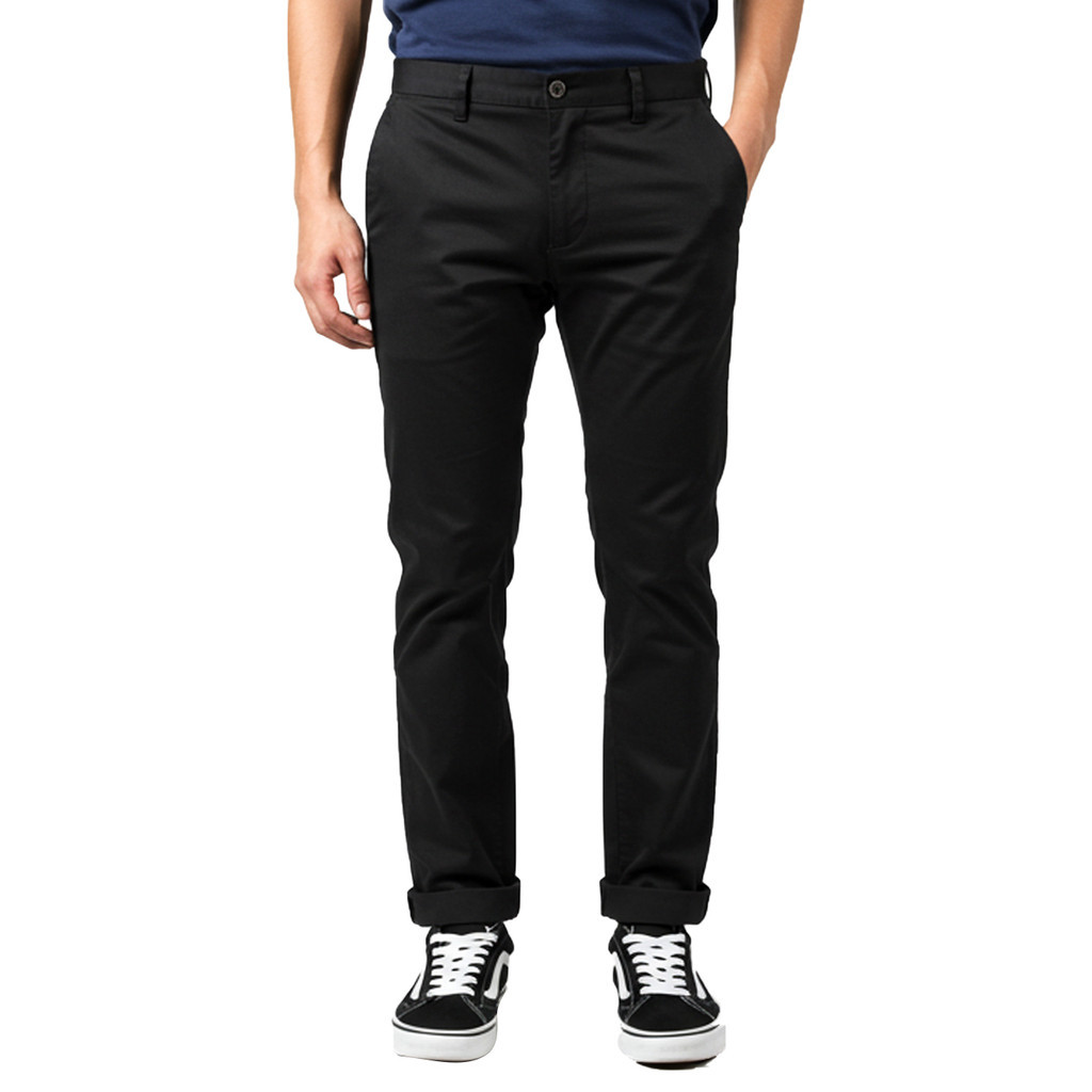 TOPTEN Celana Panjang Chino Pria Hitam Slim Fit